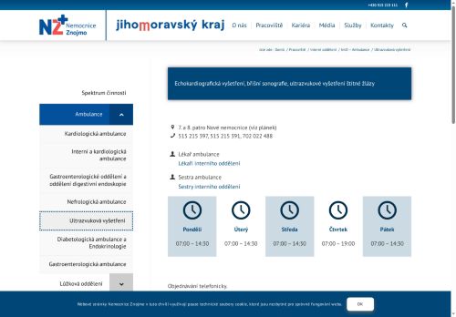 Zobrazit webové stránky Ultrazvuková vyšetření - Nemocnice Znojmo
