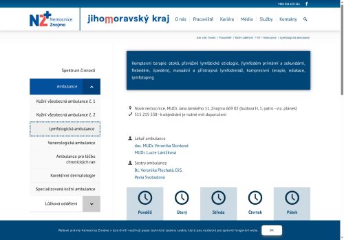 Zobrazit webové stránky Lymfologická ambulance - Nemocnice Znojmo
