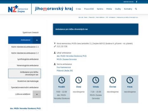 Ambulance pro léčbu chronických ran - Nemocnice Znojmo