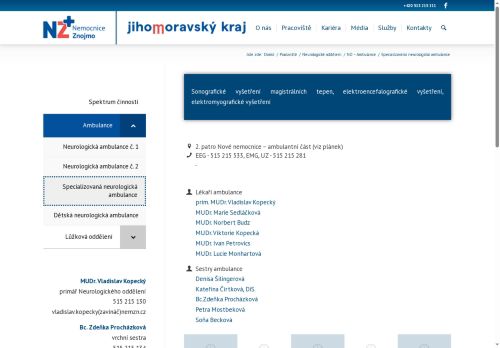Zobrazit webové stránky Specializovaná neurologická ambulance - Nemocnice Znojmo