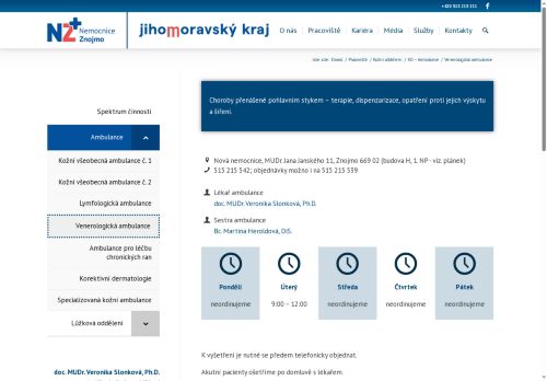 Zobrazit webové stránky Venerologická ambulance - Nemocnice Znojmo