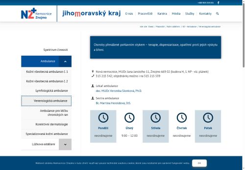 Zobrazit webové stránky Venerologická ambulance - Nemocnice Znojmo