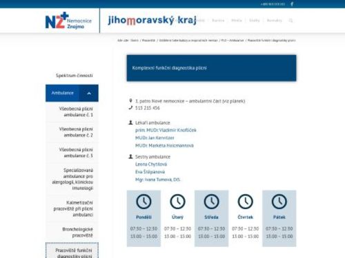 Pracoviště funkční diagnostiky plicní - Nemocnice Znojmo