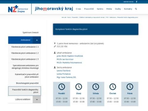 Pracoviště funkční diagnostiky plicní - Nemocnice Znojmo