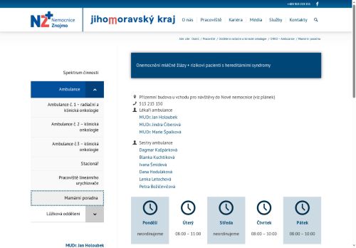 Zobrazit webové stránky Mamární poradna - Nemocnice Znojmo