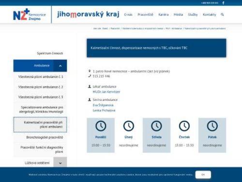 Kalmetizační pracoviště při plicní ambulance - Nemocnice Znojmo