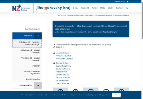 Zobrazit webové stránky Klinická onkologická ambulance - Nemocnice Znojmo