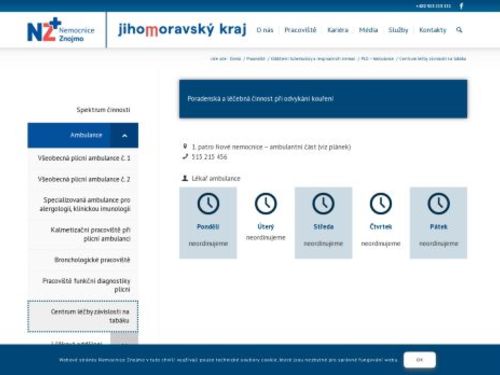 Centrum léčby závislosti na tabáku - Nemocnice Znojmo