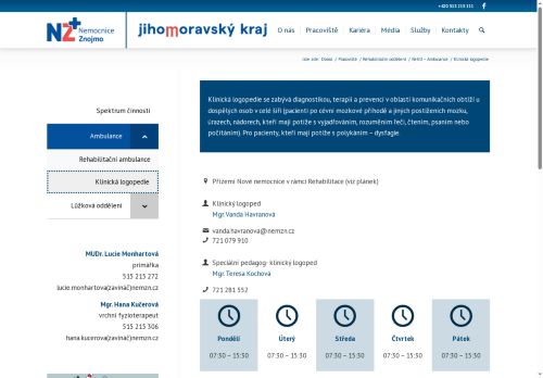 Zobrazit webové stránky Klinická logopedie - Nemocnice Znojmo