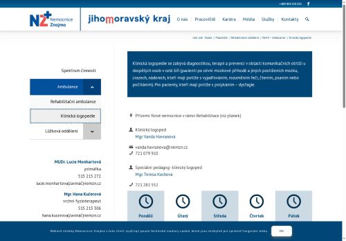 Zobrazit webové stránky Klinická logopedie - Nemocnice Znojmo