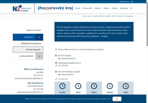 Zobrazit webové stránky Klinická logopedie - Nemocnice Znojmo