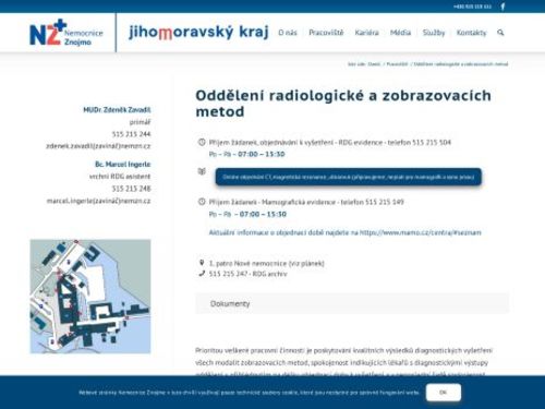 Oddělení radiologické a zobrazovacích metod - Nemocnice Znojmo