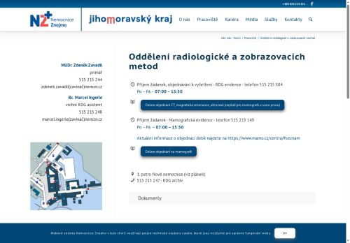 Zobrazit webové stránky Oddělení radiologické a zobrazovacích metod - Nemocnice Znojmo
