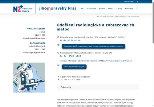 Zobrazit webové stránky Oddělení radiologické a zobrazovacích metod - Nemocnice Znojmo