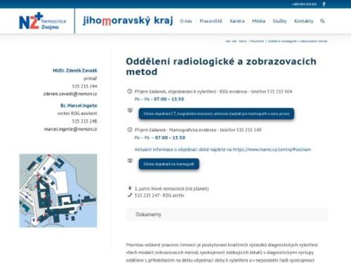 Oddělení radiologické a zobrazovacích metod - Nemocnice Znojmo