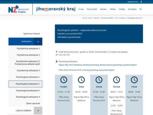 Psychologická ambulance Nemocnice Znojmo - Mgr. et Mgr. Petra Balíková