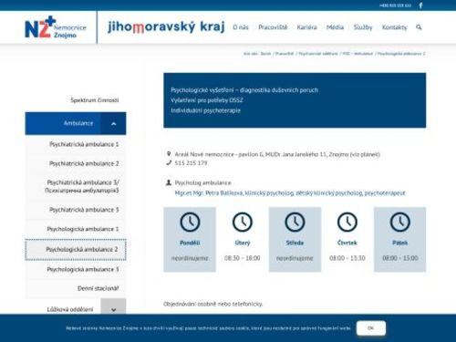 Psychologická ambulance Nemocnice Znojmo - Mgr. et Mgr. Petra Balíková