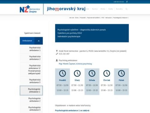 Psychologická ambulance Nemocnice Znojmo - Mgr. Marek Čapoun