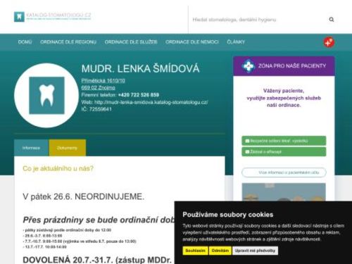Zubní ordinace - MUDr. Lenka Šmídová