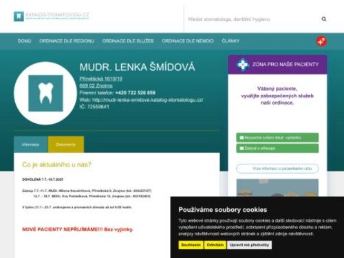 Zubní ordinace - MUDr. Lenka Šmídová