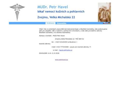 Dermatovenerologická ambulance - MUDr. Petr Havel