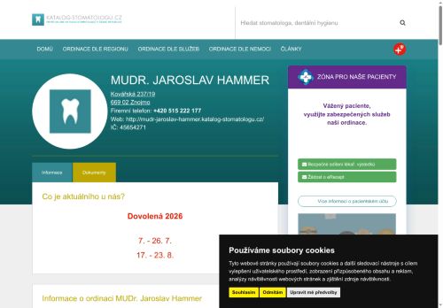 Zobrazit webové stránky Zubní ordinace - MUDr. Jaroslav Hammer