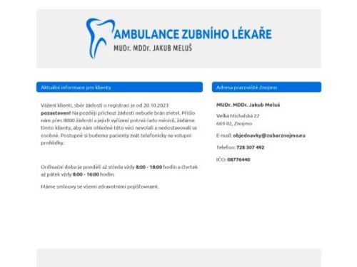 Zubní ordinace - MUDr. MDDr. Jakub Meluš