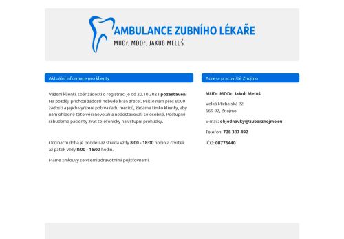 Zobrazit webové stránky Zubní ordinace - MUDr. MDDr. Jakub Meluš