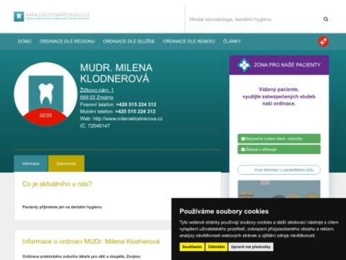 Zubní ordinace - MUDr. Milena Klodnerová