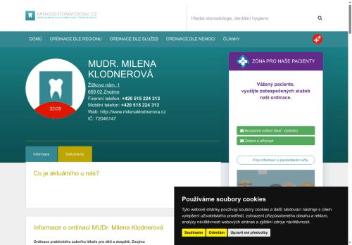 Zobrazit webové stránky Zubní ordinace - MUDr. Milena Klodnerová