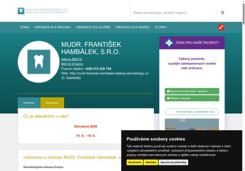 Zobrazit webové stránky Stomatologická ordinace - MUDr. František Hambálek