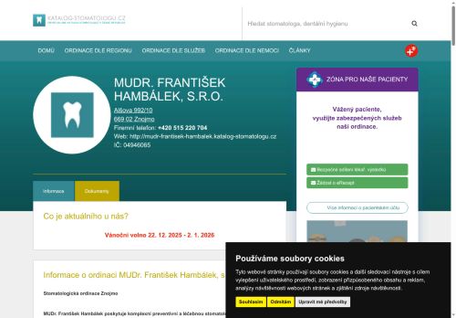 Zobrazit webové stránky Stomatologická ordinace - MUDr. František Hambálek