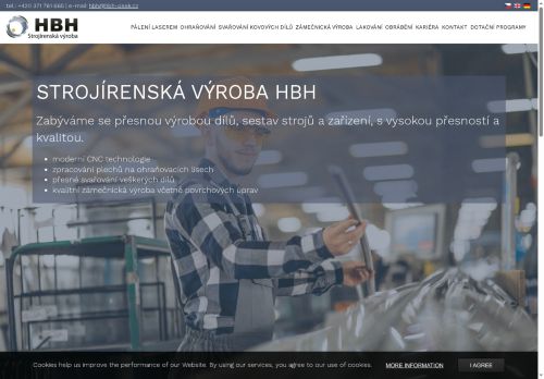 Webové stránky Strojírenská výroba HBH s.r.o., Osek