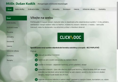 Zobrazit webové stránky Ambulance alergologie a klinické imunologie - MUDr. Dušan Kudlík