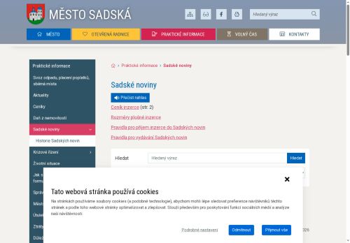 Zobrazit webové stránky Sadské noviny