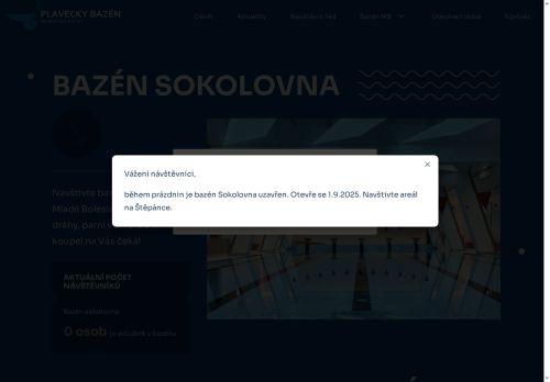 Zobrazit webové stránky Plavecký bazén Sokolovna Mladá Boleslav
