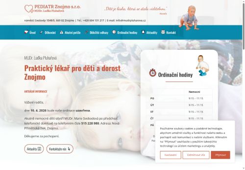 Zobrazit webové stránky Praktický lékař pro děti a dorost PEDIATR Znojmo, s.r.o. - MUDr. Luďka Pluhařová