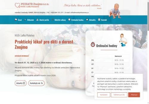 Zobrazit webové stránky Praktický lékař pro děti a dorost PEDIATR Znojmo, s.r.o. - MUDr. Luďka Pluhařová