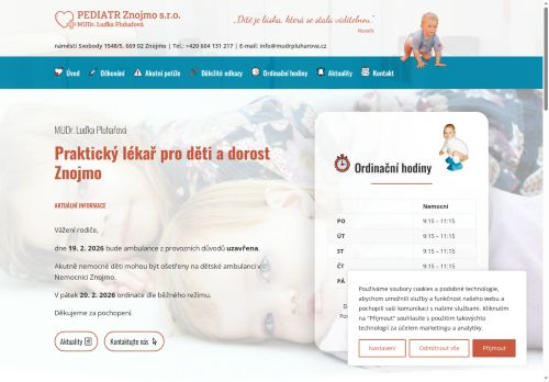 Zobrazit webové stránky Praktický lékař pro děti a dorost PEDIATR Znojmo, s.r.o. - MUDr. Luďka Pluhařová