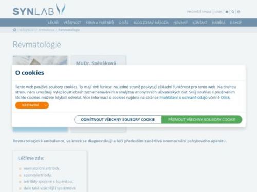 Revmatologická ambulance SYNLAB - MUDr. Jaroslava Spěváková