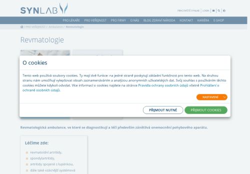 Zobrazit webové stránky Revmatologická ambulance SYNLAB - MUDr. Jaroslava Spěváková