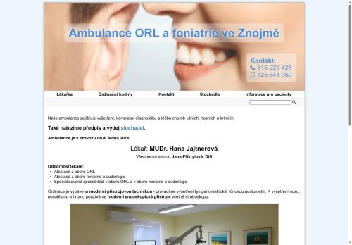 Zobrazit webové stránky Ambulance ORL a foniatrie - MUDr. Hana Jajtnerová