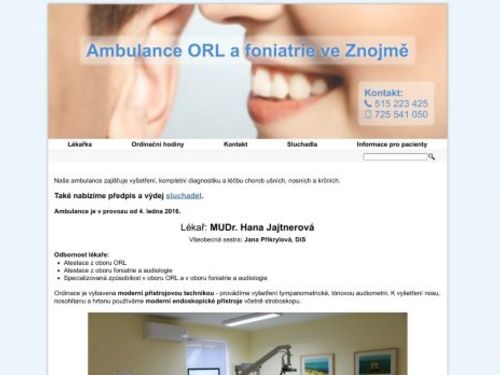 Ambulance ORL a foniatrie - MUDr. Hana Jajtnerová