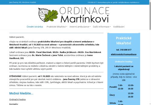 Zobrazit webové stránky Interní ambulance Ordinace Martínkovi s.r.o. - MUDr. Eva Martínková