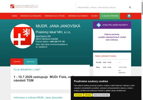 Zobrazit webové stránky Praktický lékař pro dospělé - MUDr. Jana Janovská