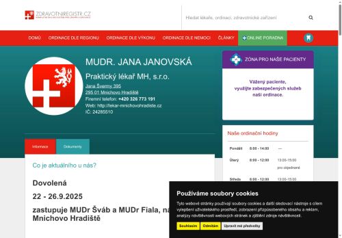 Zobrazit webové stránky Praktický lékař pro dospělé - MUDr. Jana Janovská