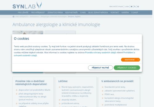 Zobrazit webové stránky Alergologická a imunologická ambulance SYNLAB - MUDr. Jana Teturová