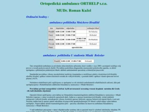 Ortopedická ambulance ORTHELP s.r.o. - MUDr. Roman Kužel