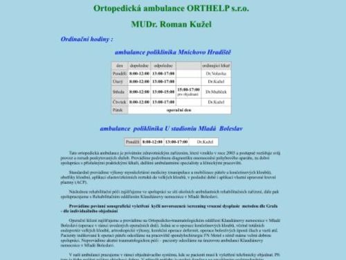 Ortopedická ambulance ORTHELP s.r.o. - MUDr. Roman Kužel
