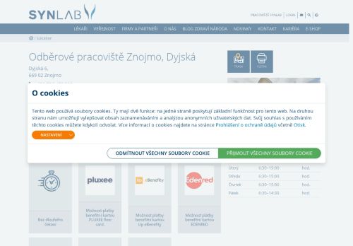 Zobrazit webové stránky SYNLAB - odběrové pracoviště Znojmo, Dyjská